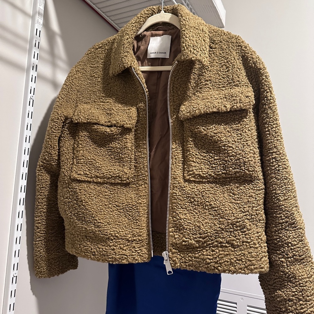 samsoe teddy bear jacket with pockets